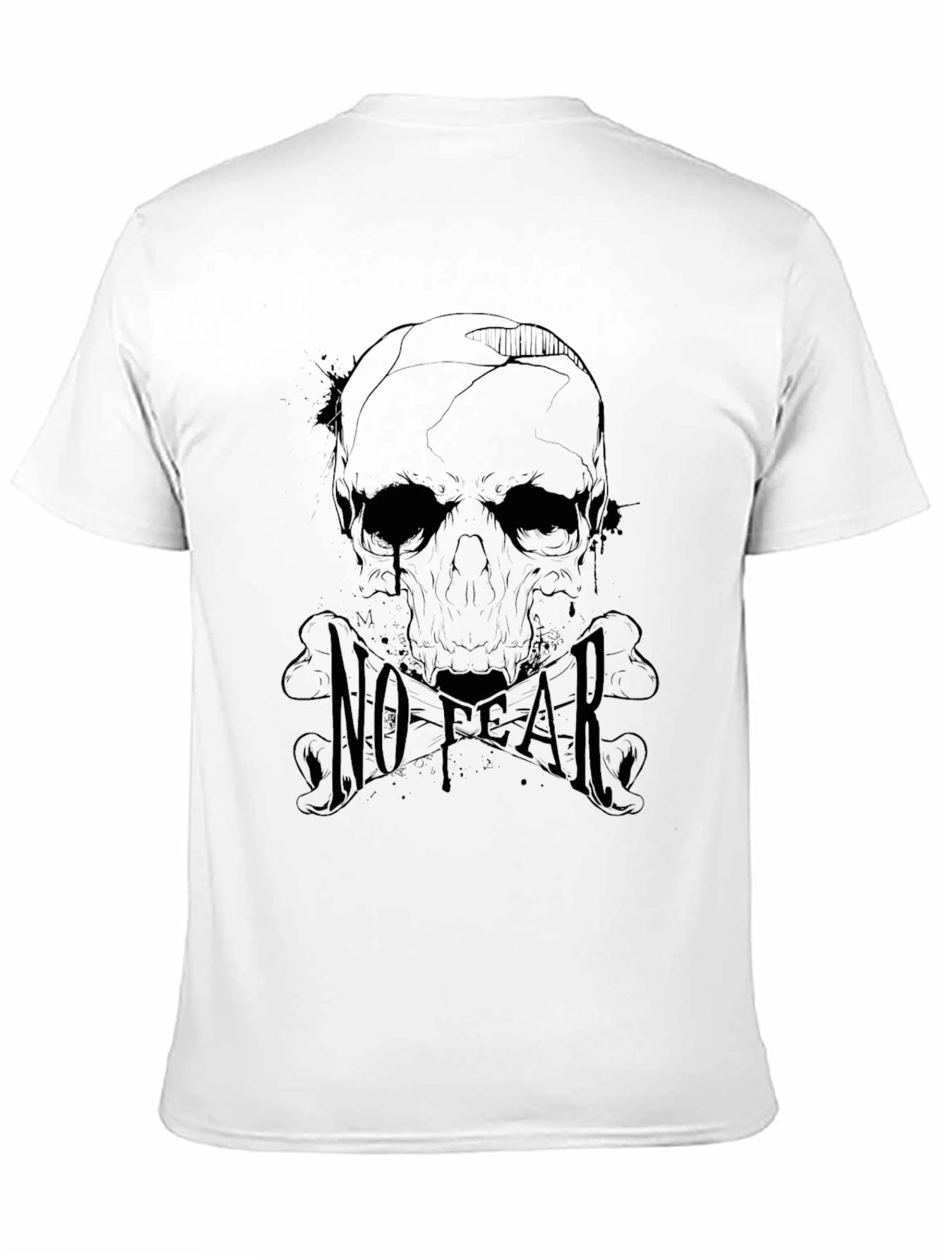 Mens Black No Fear Skull Graphic T-Shirt