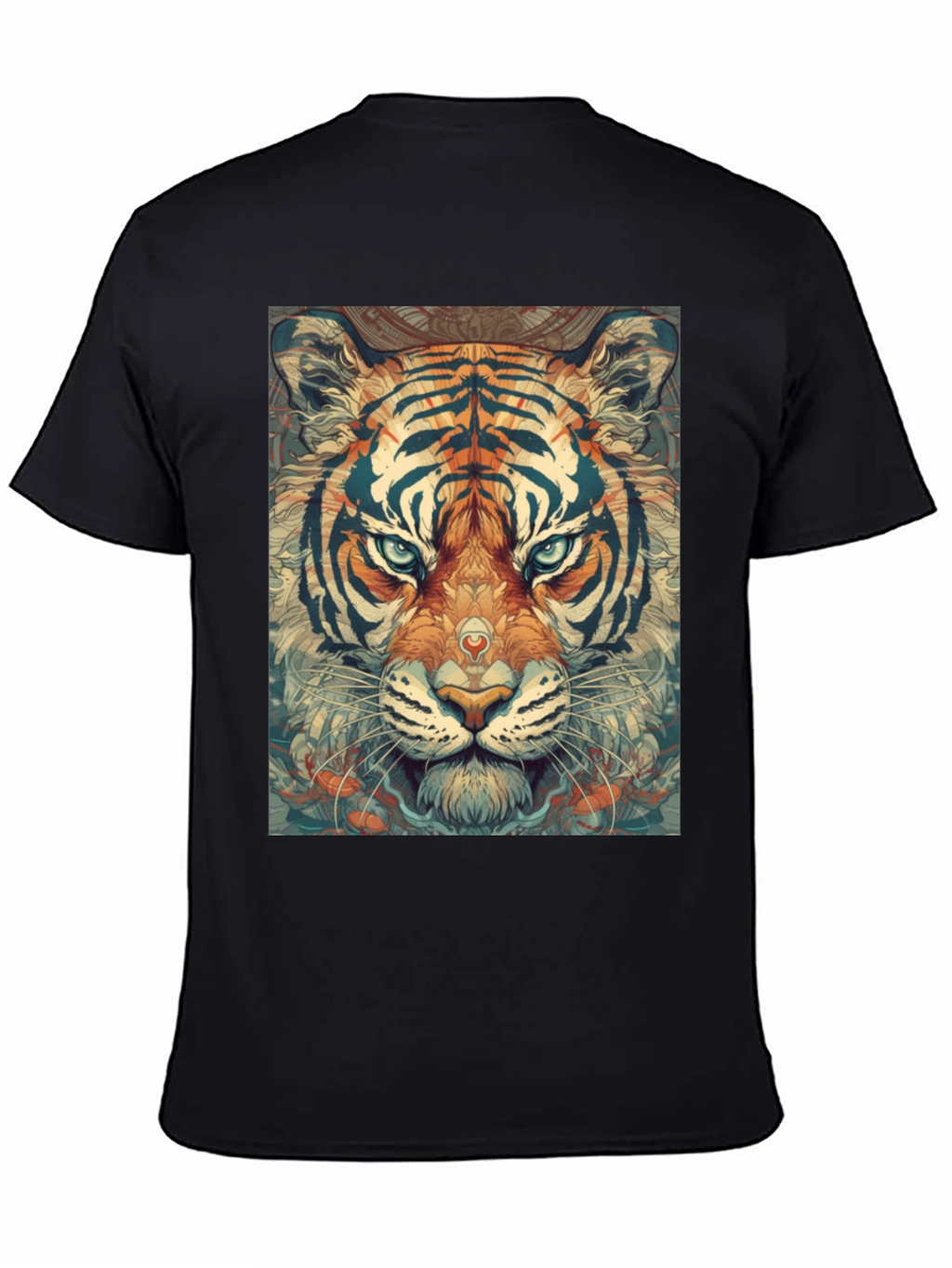 Tiger Face Graphic Print Black T-Shirt