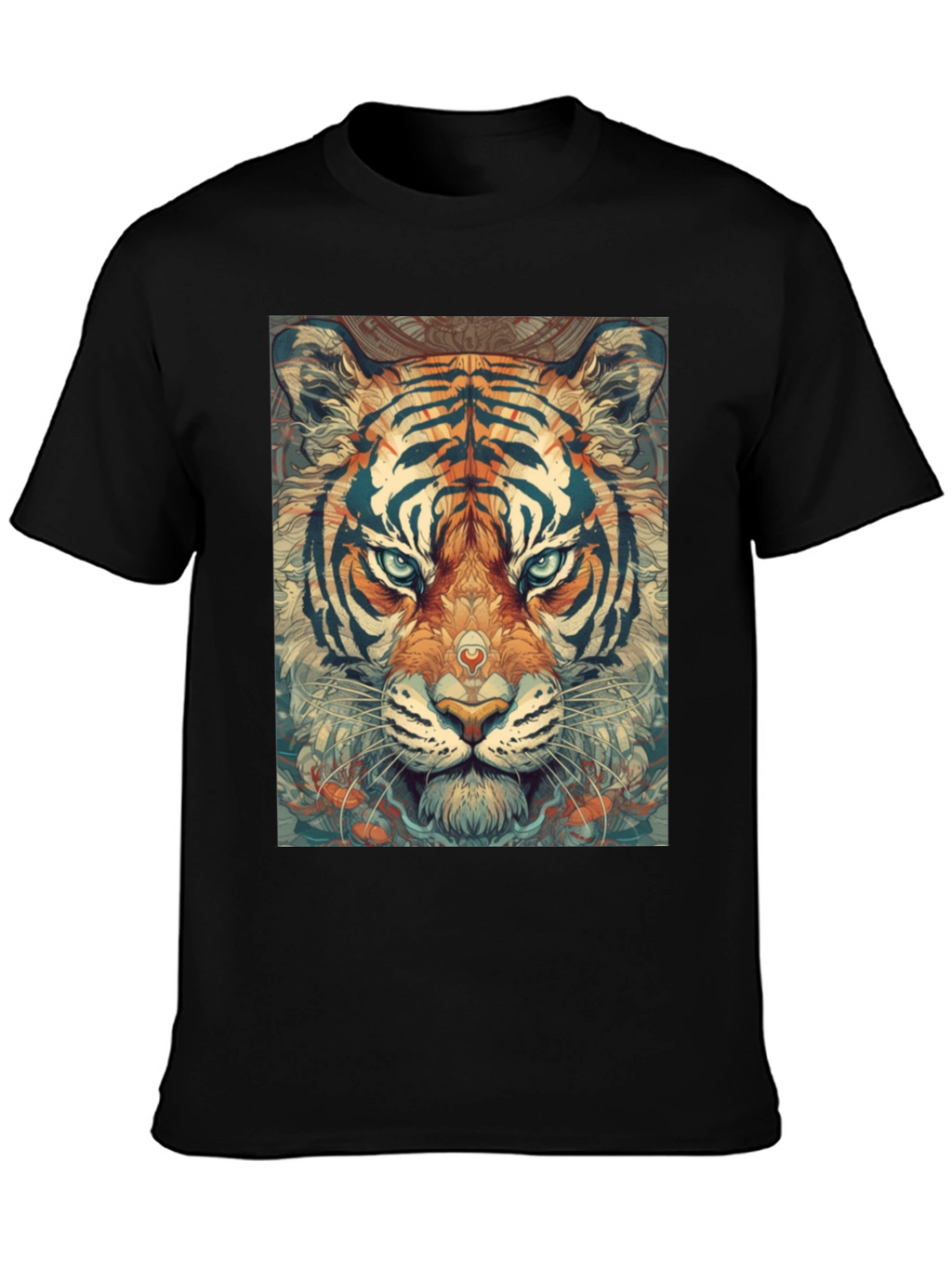 Tiger Face Graphic Print Black T-Shirt