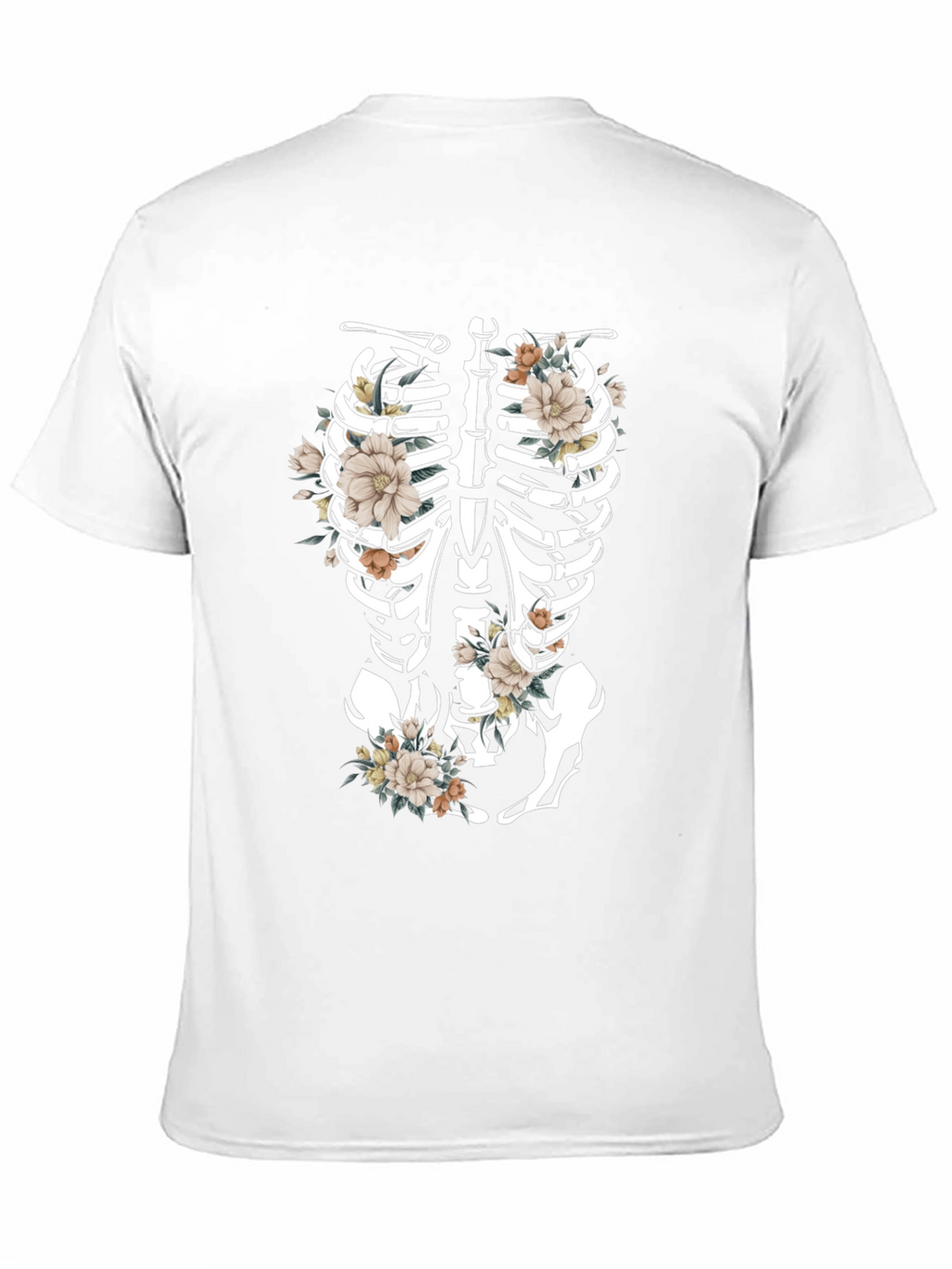 Floral Skeleton Rib Cage Graphic T-Shirt