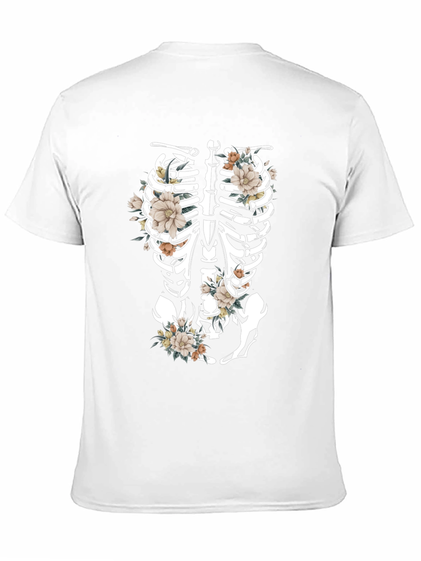Floral Skeleton Rib Cage Graphic T-Shirt