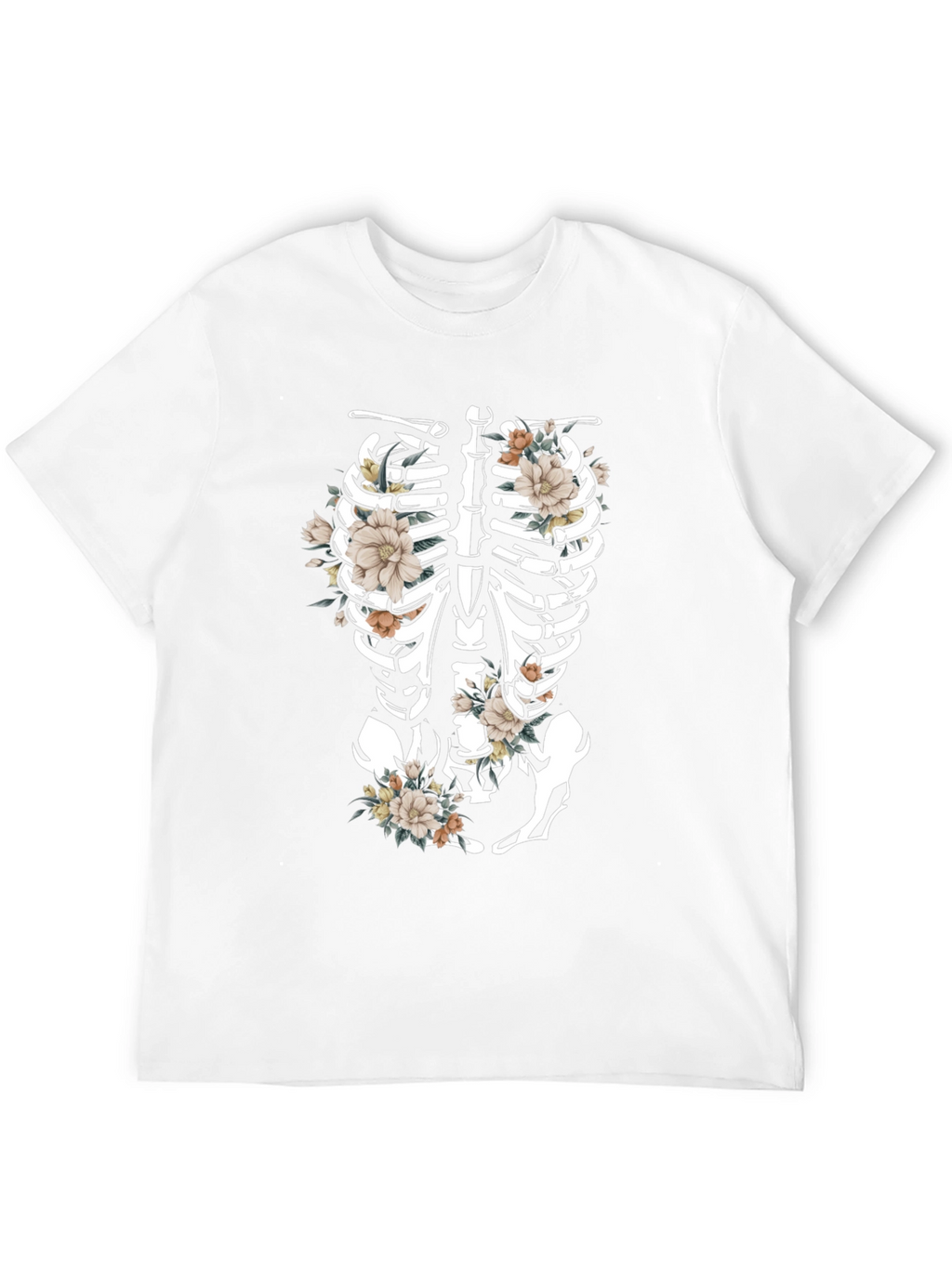 Floral Skeleton Rib Cage Graphic T-Shirt