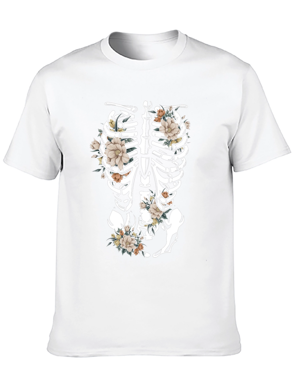 Floral Skeleton Rib Cage Graphic T-Shirt