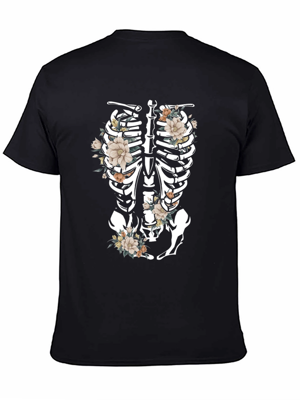 Floral Skeleton Rib Cage Graphic T-Shirt