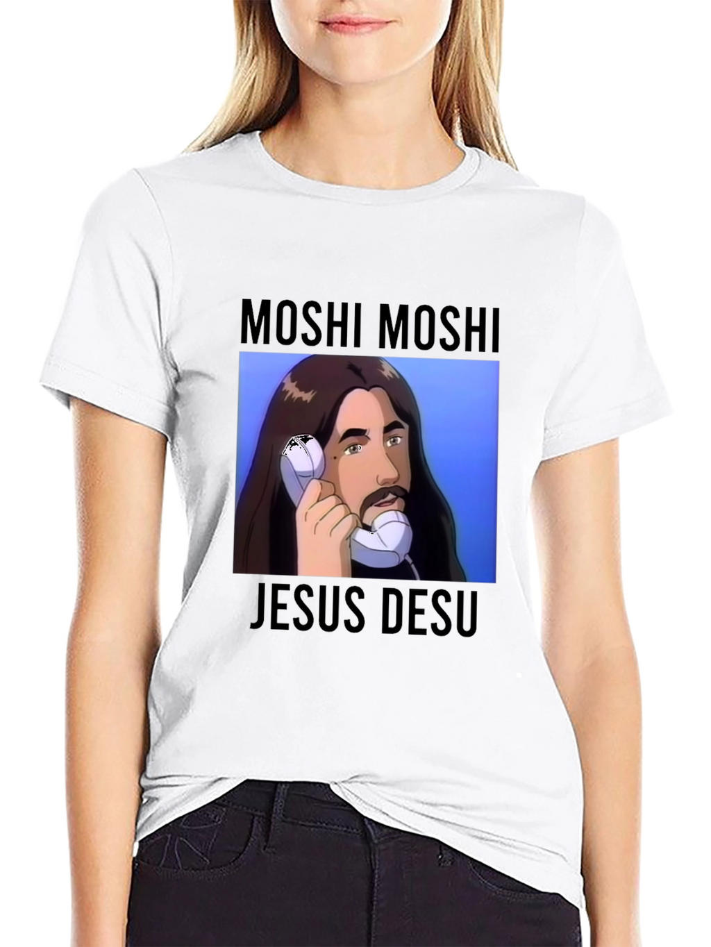 Moshi Moshi Jesus Desu Graphic Tee