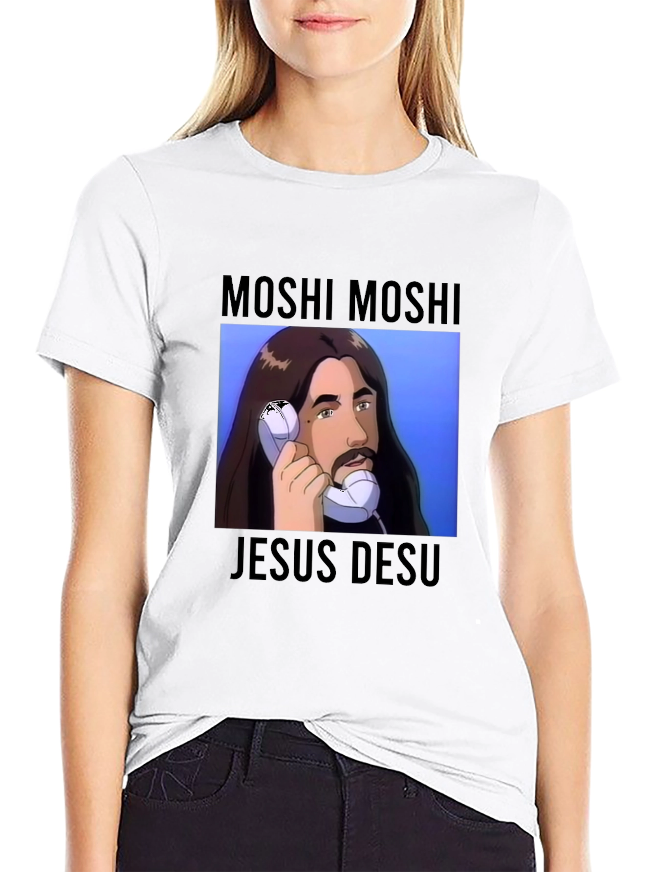 Moshi Moshi Jesus Desu Graphic Tee