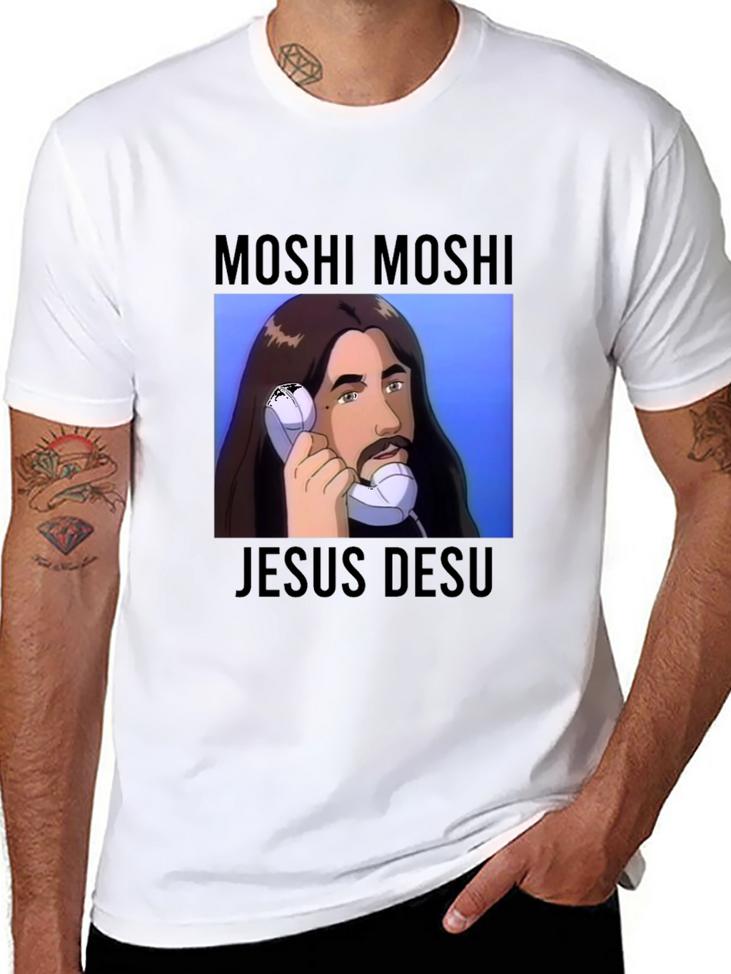 Moshi Moshi Jesus Desu Graphic Tee