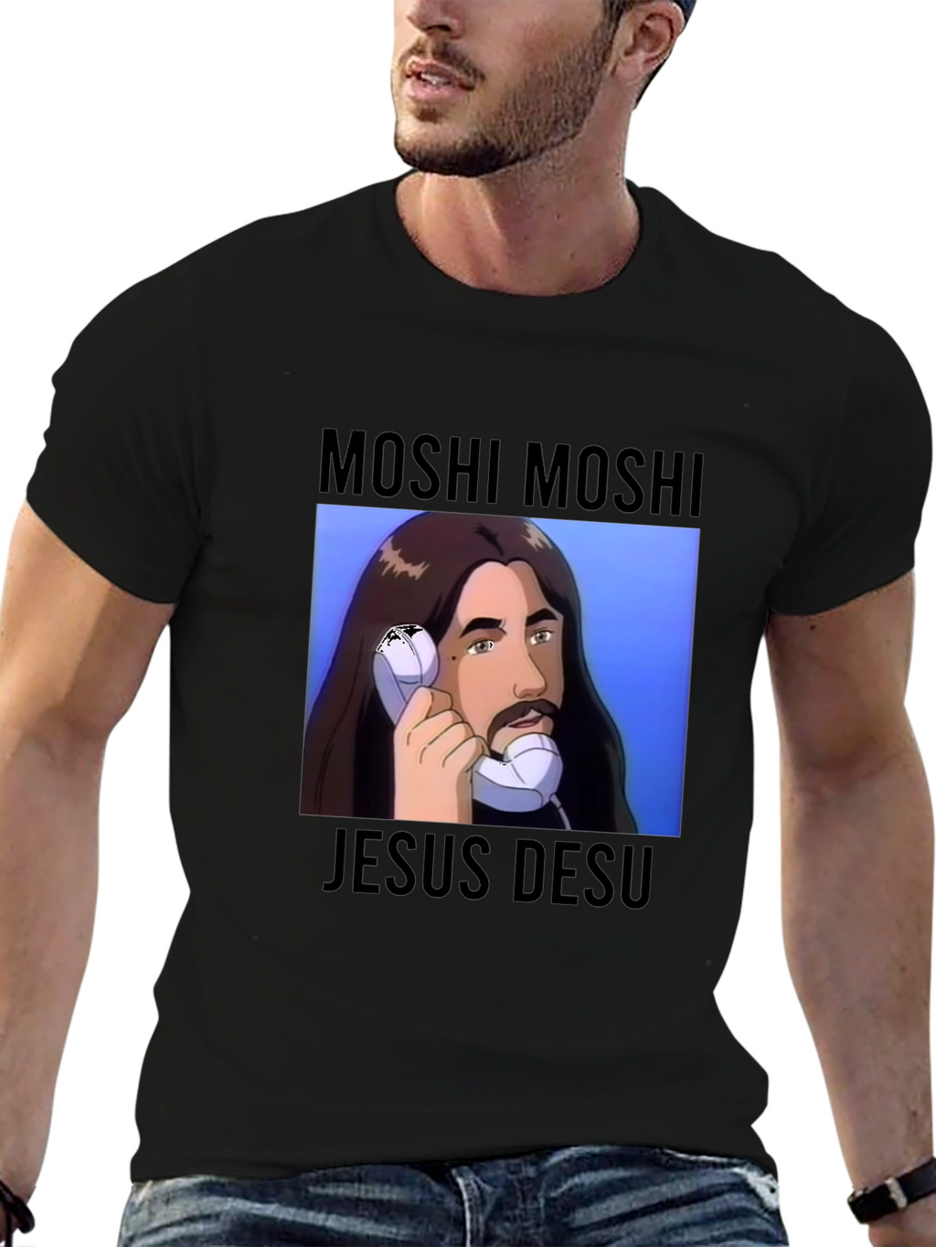 Moshi Moshi Jesus Desu Graphic Tee