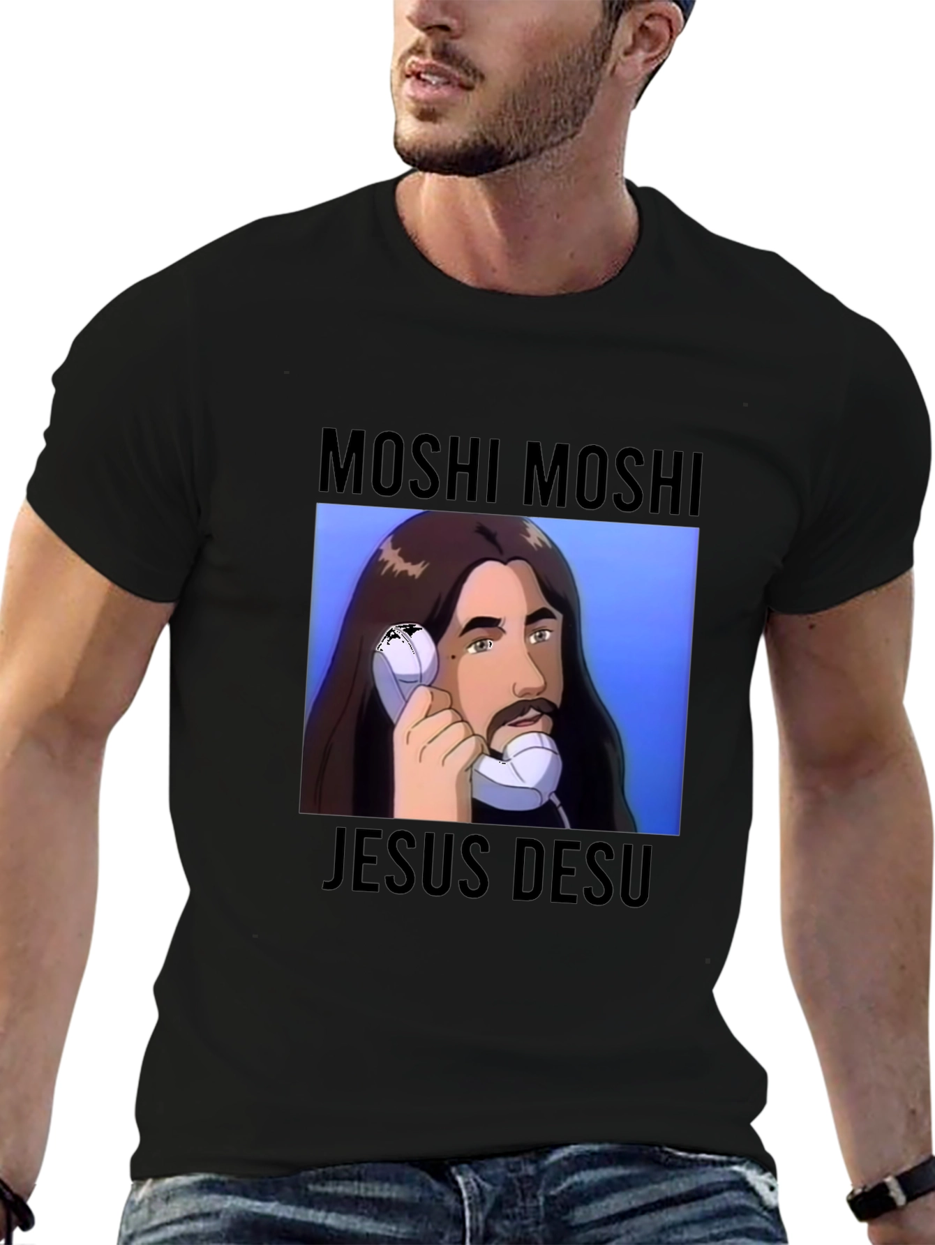 Moshi Moshi Jesus Desu Graphic Tee