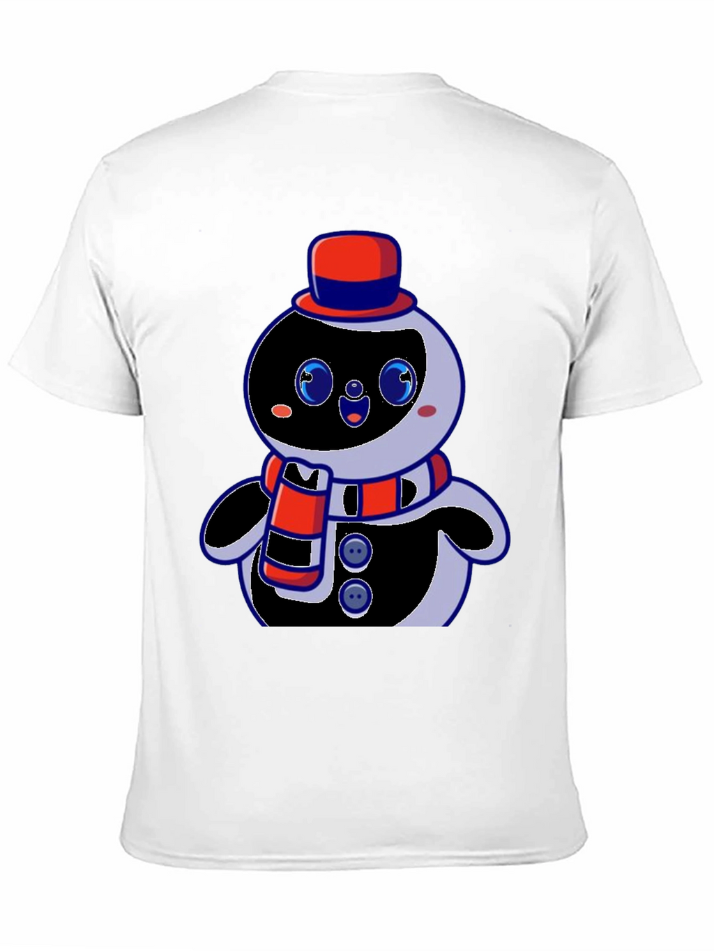Cute Cartoon Snowman Graphic Black T-Shirt