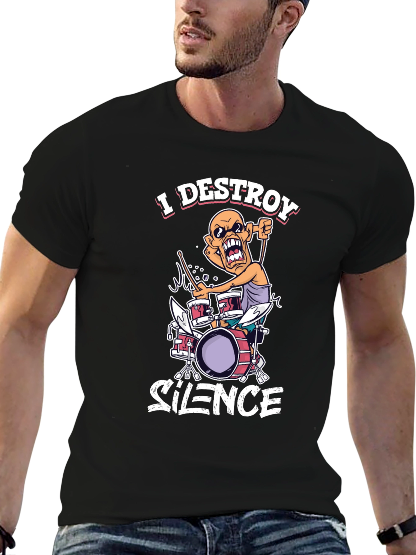I Destroy Silence Drummer Graphic T-Shirt