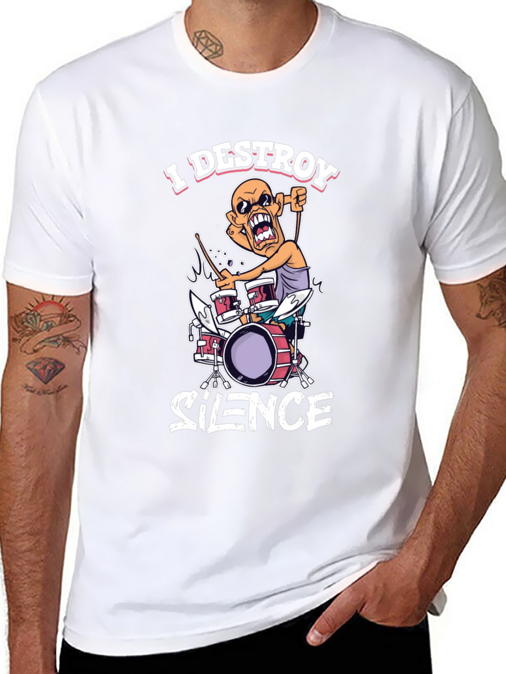 I Destroy Silence Drummer Graphic T-Shirt