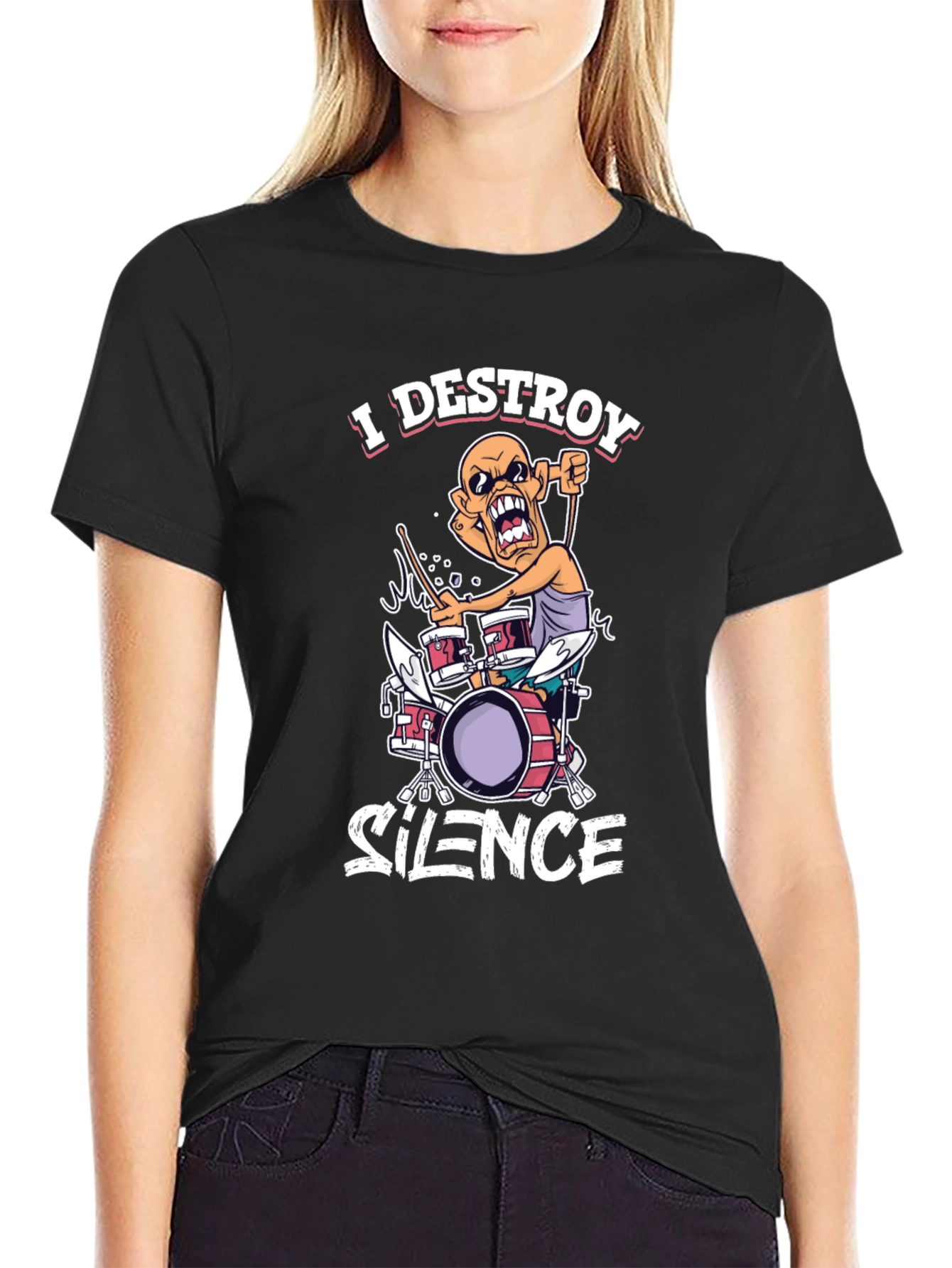 I Destroy Silence Drummer Graphic T-Shirt