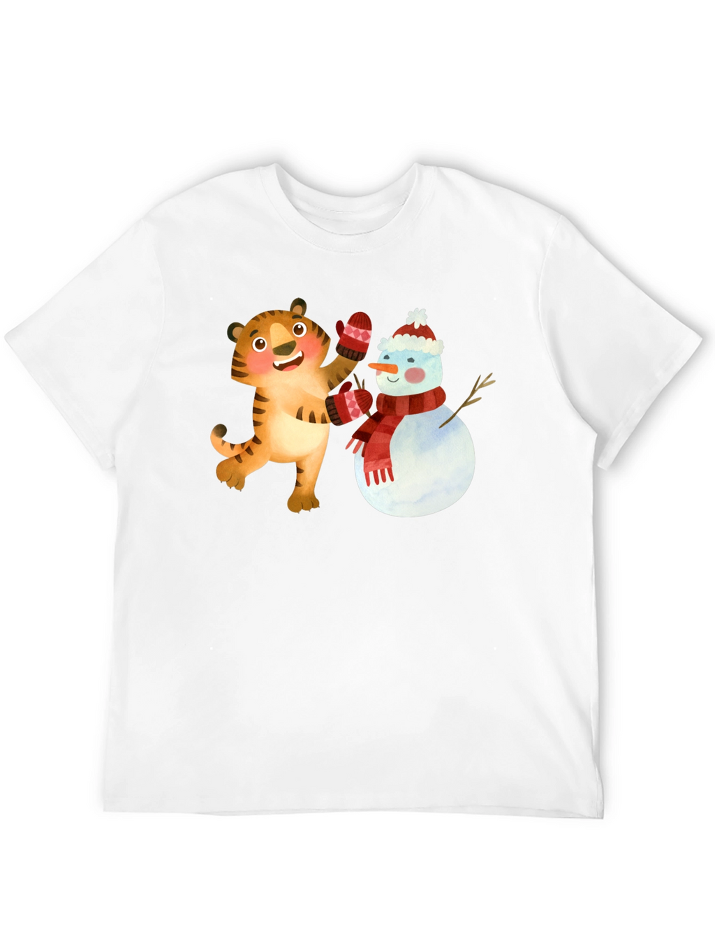 Festive Tiger & Snowman Graphic Tee