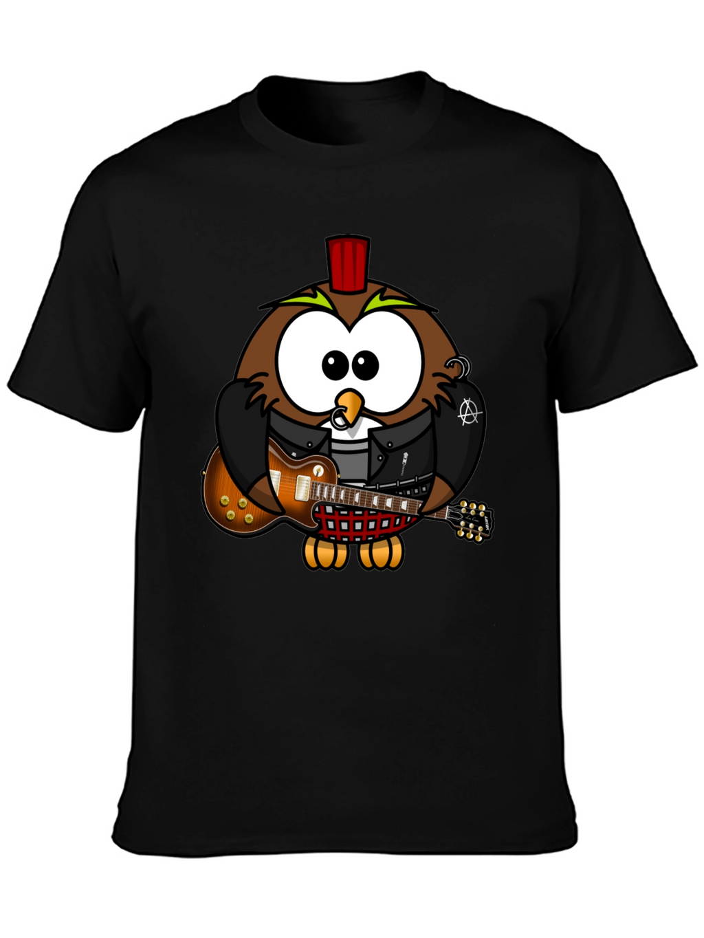 Cool Owl Guitarist Graphic T-Shirt