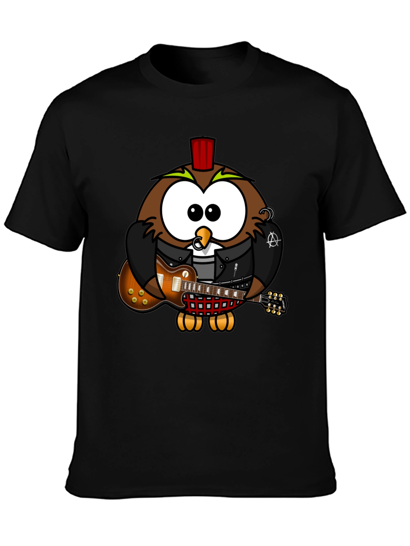 Cool Owl Guitarist Graphic T-Shirt