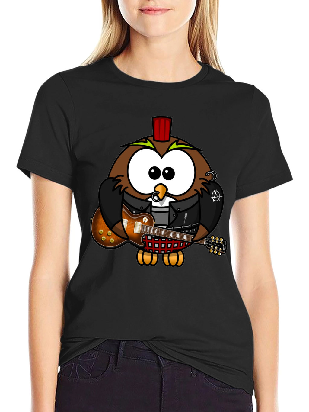 Cool Owl Guitarist Graphic T-Shirt