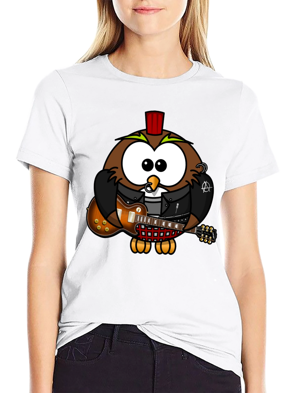 Cool Owl Guitarist Graphic T-Shirt
