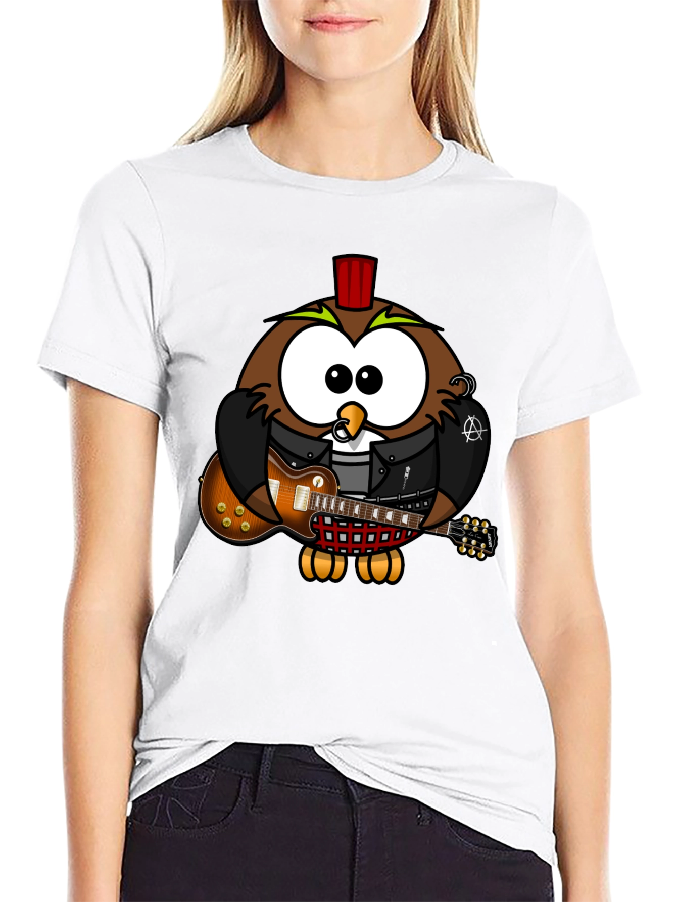 Cool Owl Guitarist Graphic T-Shirt