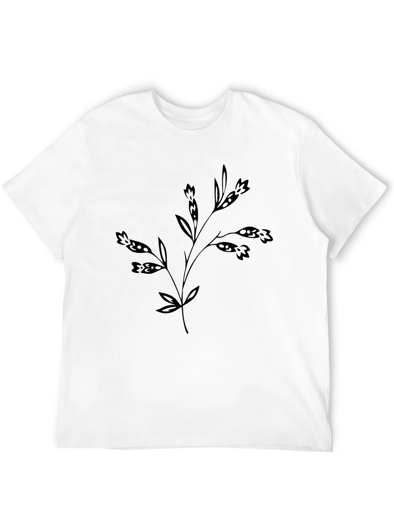 Floral Design Black T-Shirt