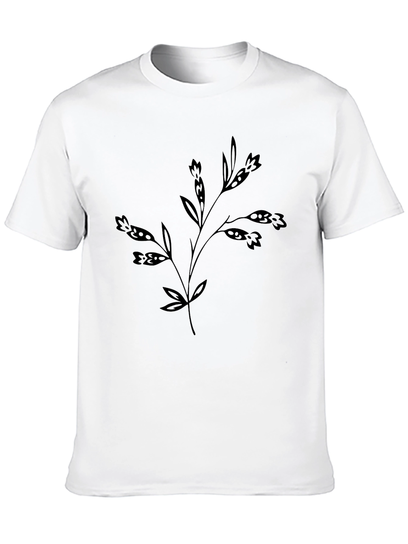 Floral Design Black T-Shirt