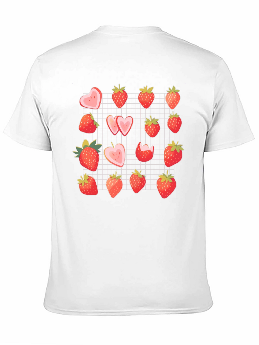 Strawberry Pattern Black T-Shirt