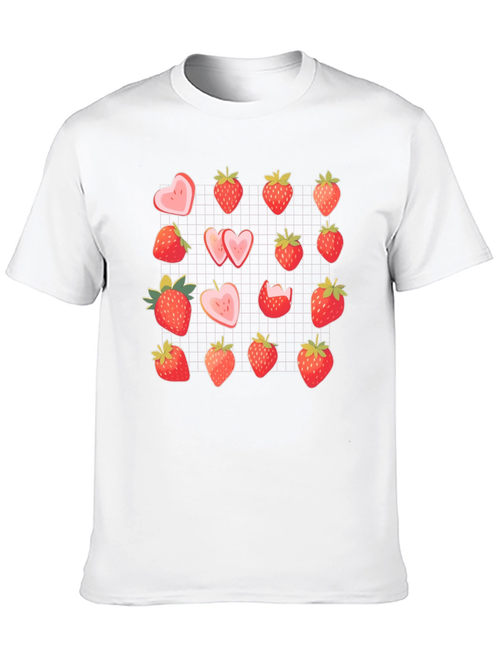 Strawberry Pattern Black T-Shirt