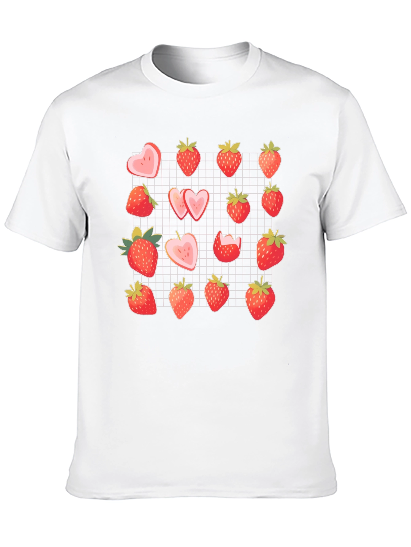 Strawberry Pattern Black T-Shirt