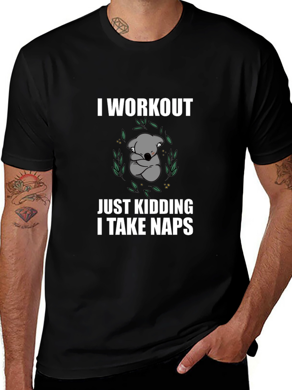 Funny Koala Nap T-Shirt - Workout Just Kidding