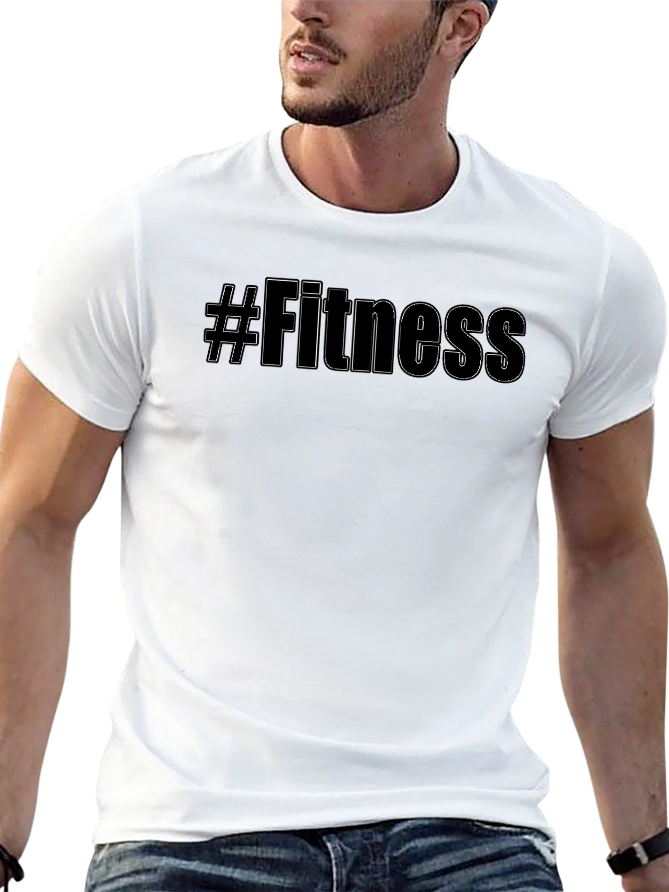 #Fitness Black Graphic Tee - Workout Motivation Shirt