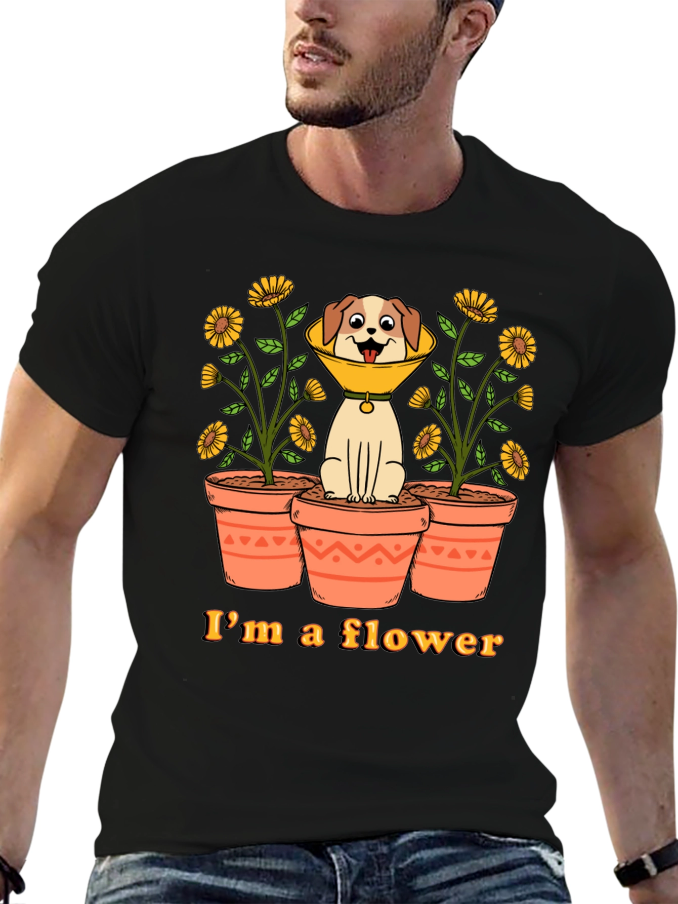 Funny Dog Flower Cone T-Shirt