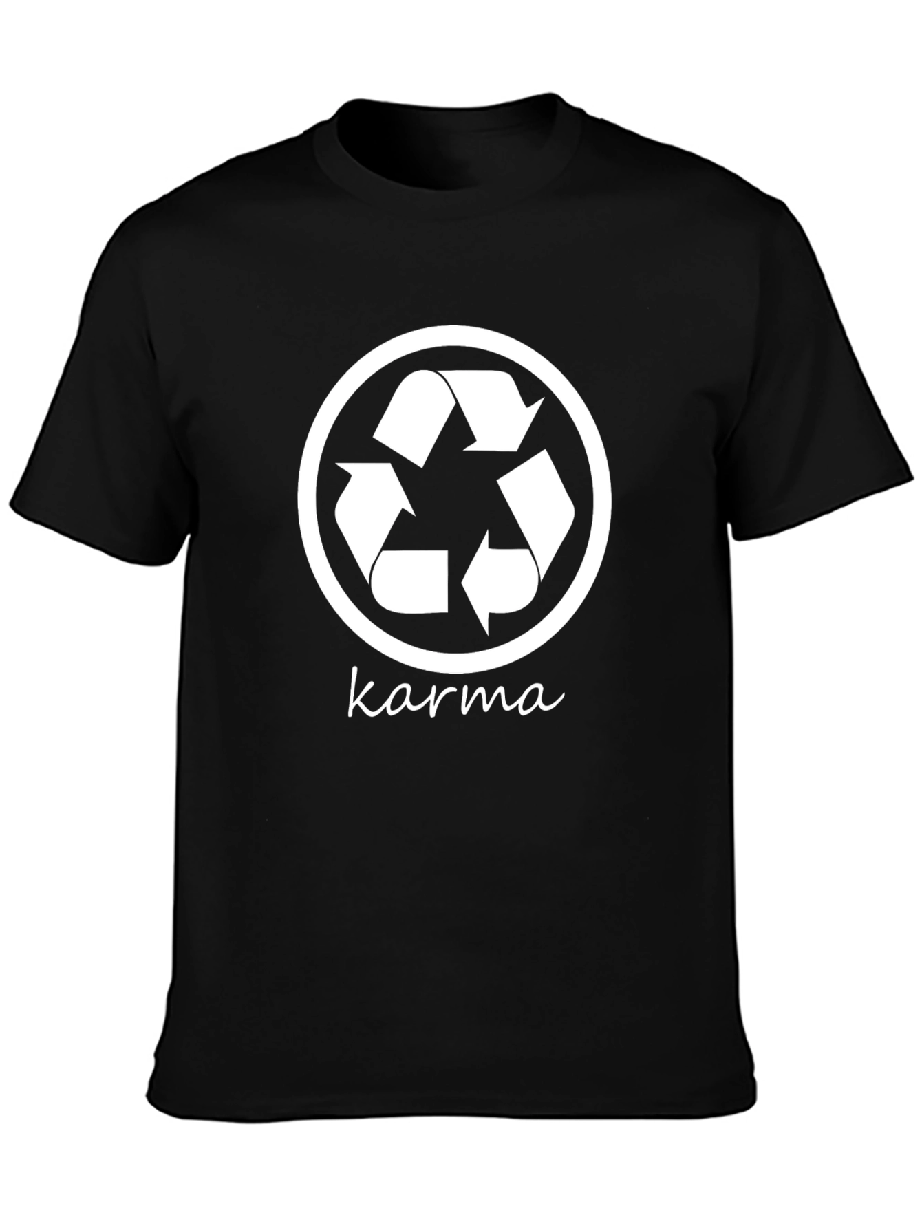 Karma Recycle Symbol Graphic Tee - Black Cotton T-Shirt