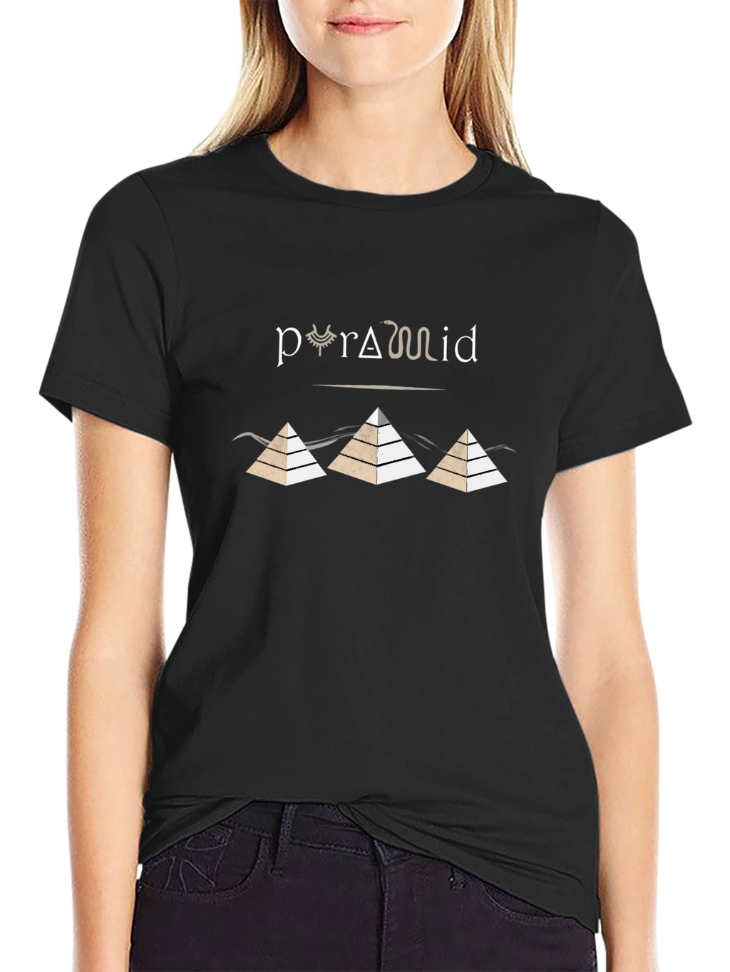 Egyptian Pyramid Design Black T-Shirt