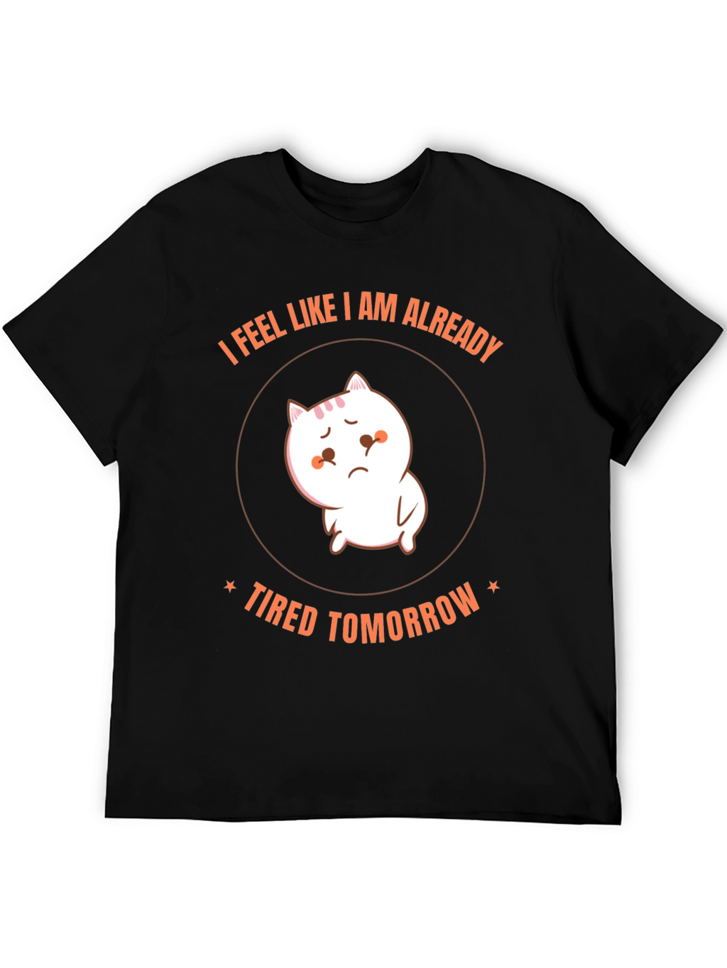 Funny Tired Cat Graphic T-Shirt