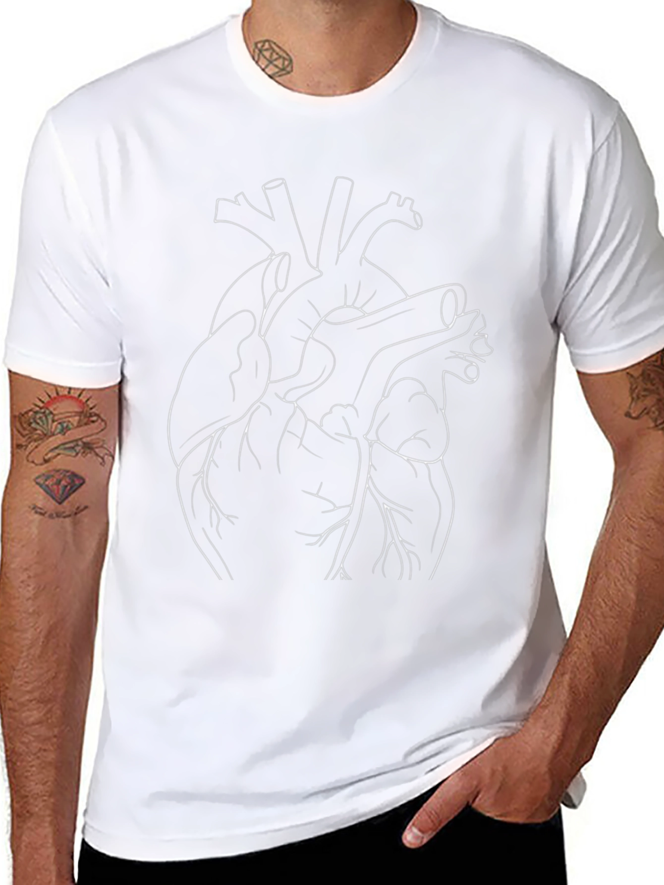 Anatomical Heart Outline Graphic T-Shirt