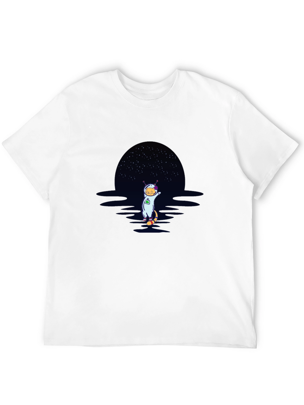 Cat Astronaut Graphic T-Shirt - Black