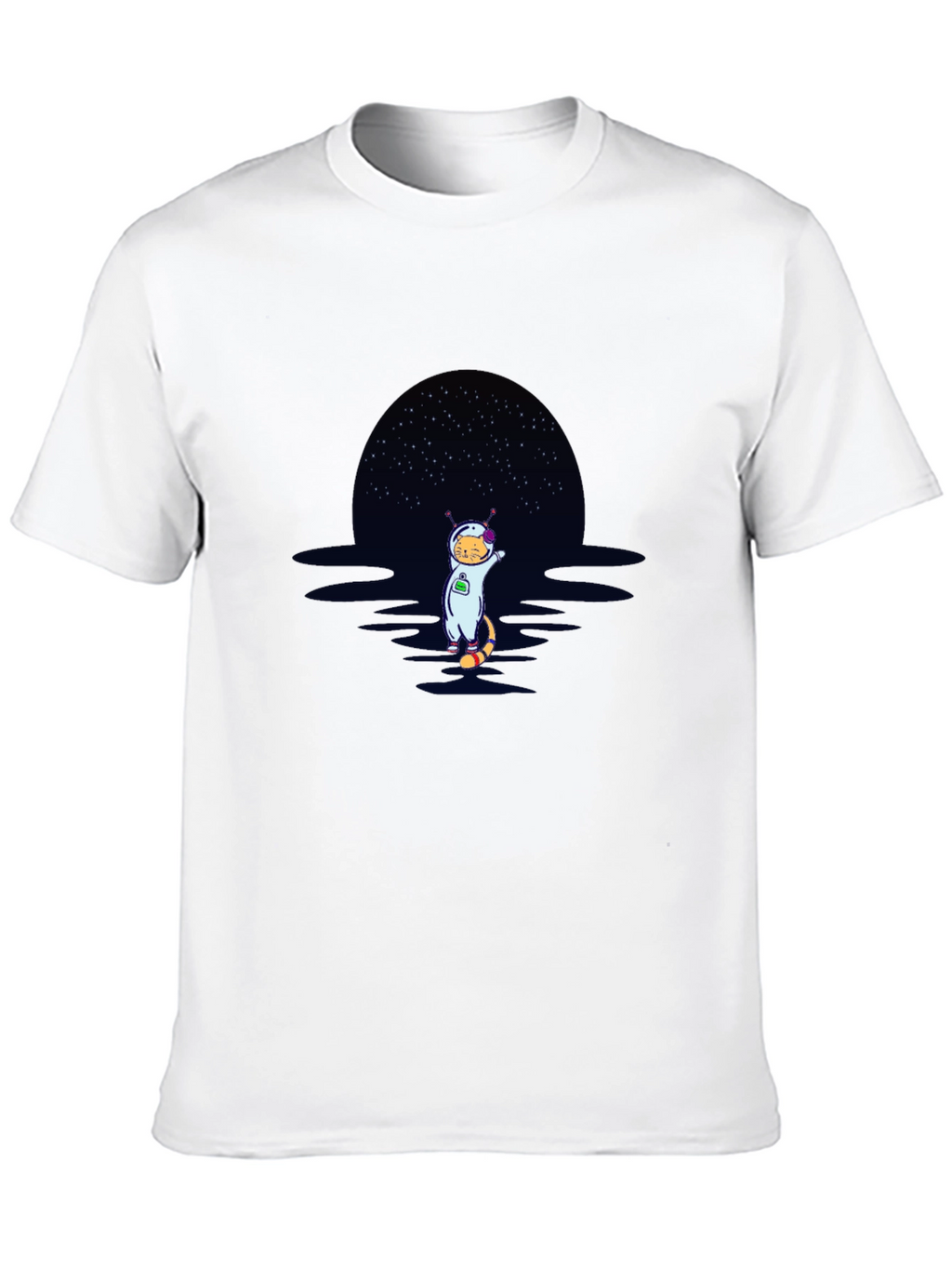 Cat Astronaut Graphic T-Shirt - Black