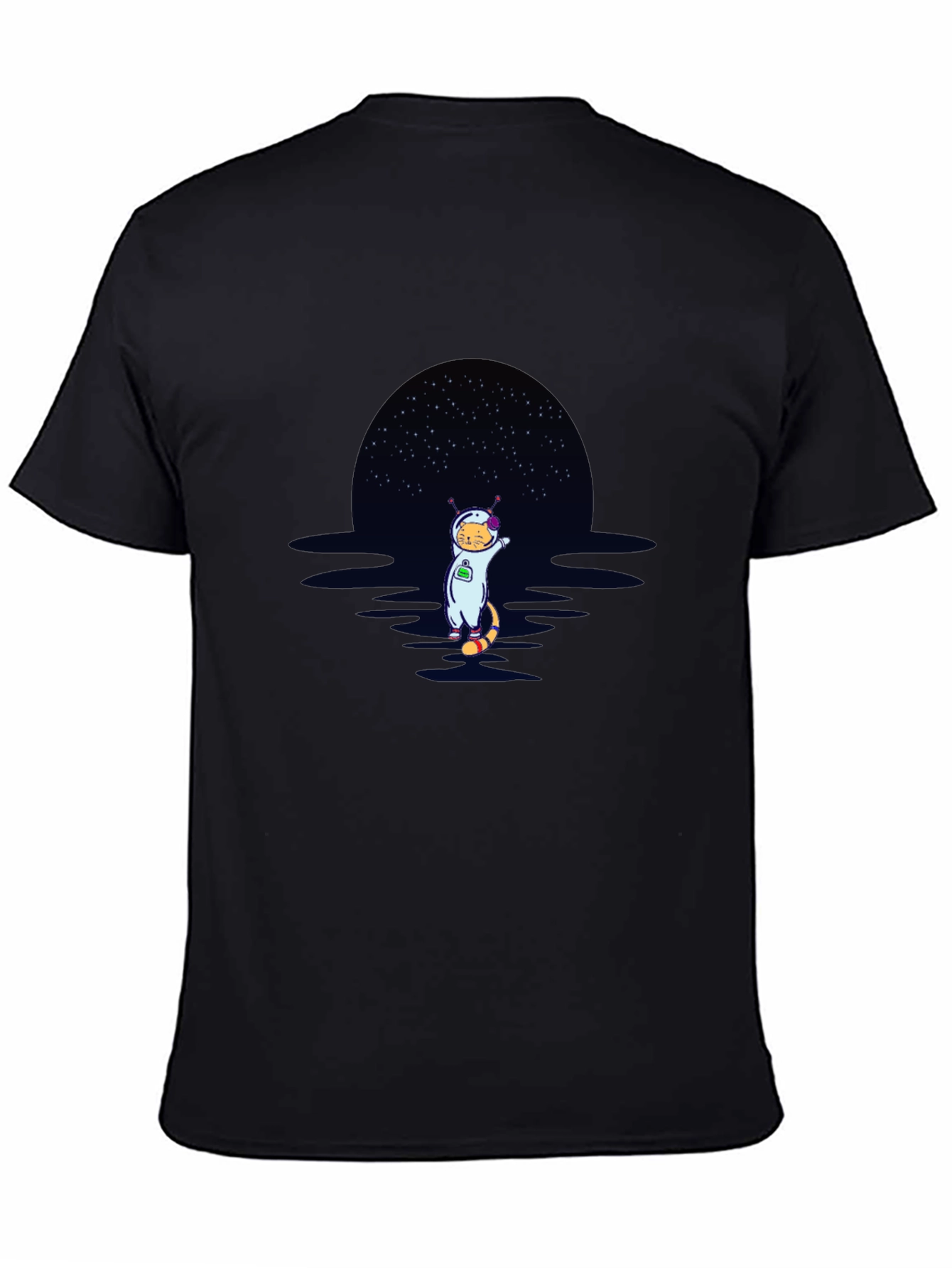 Cat Astronaut Graphic T-Shirt - Black