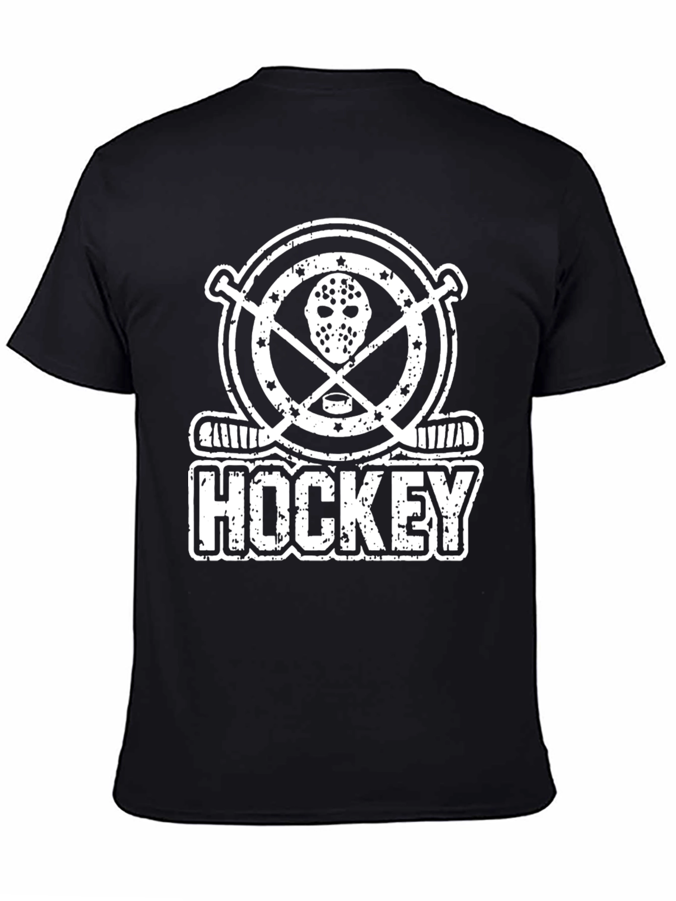 Hockey Mask & Sticks Graphic Tee - Distressed Design