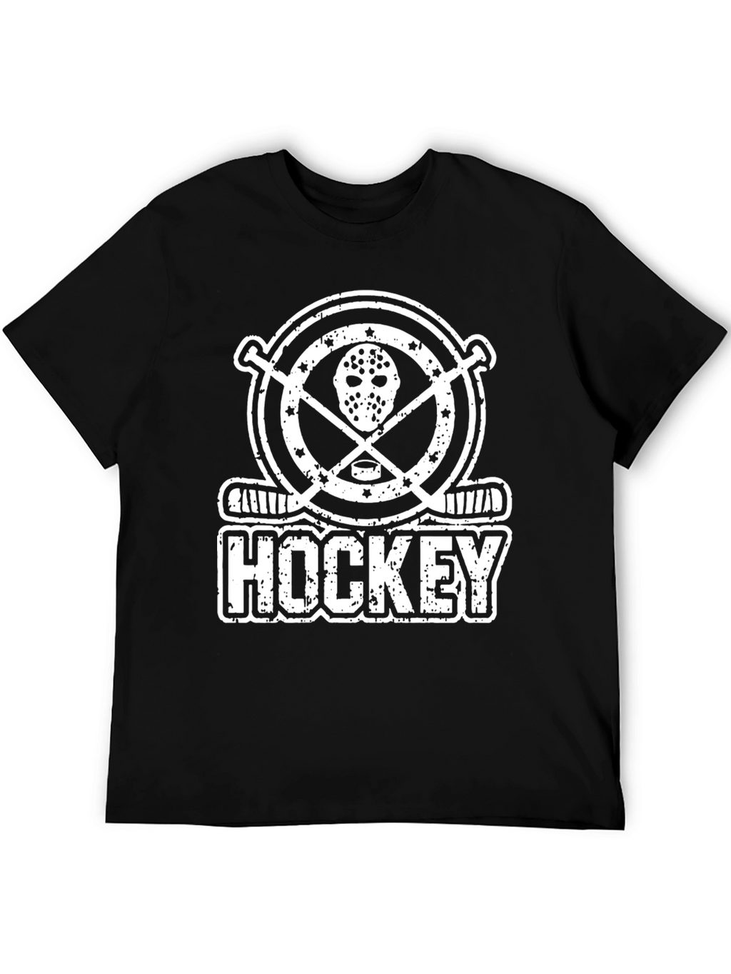 Hockey Mask & Sticks Graphic Tee - Distressed Design
