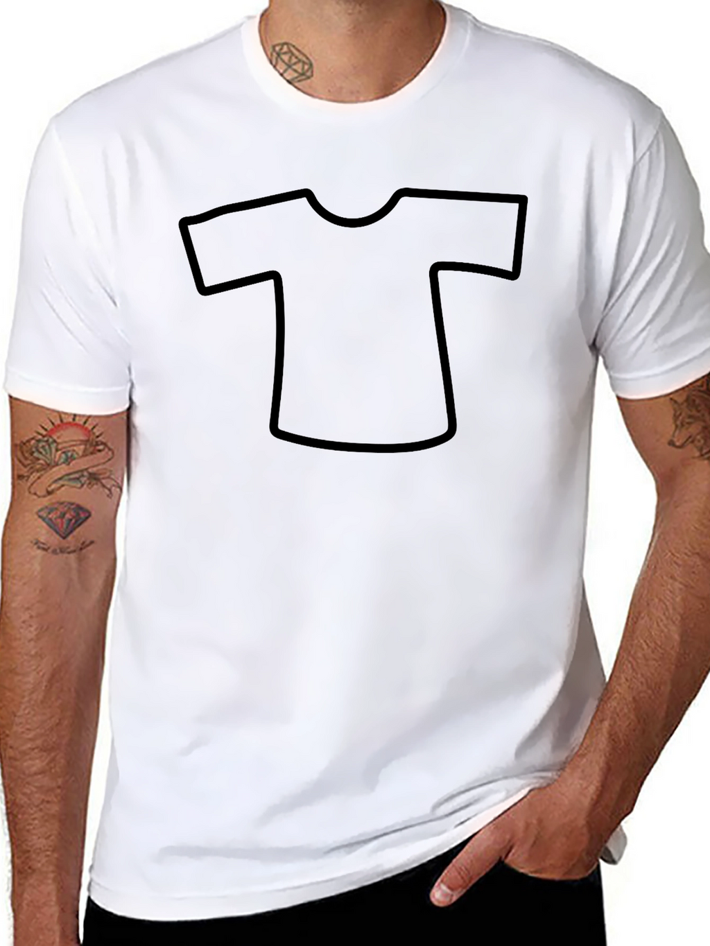 Mens Black T-Shirt with Graphic Outline