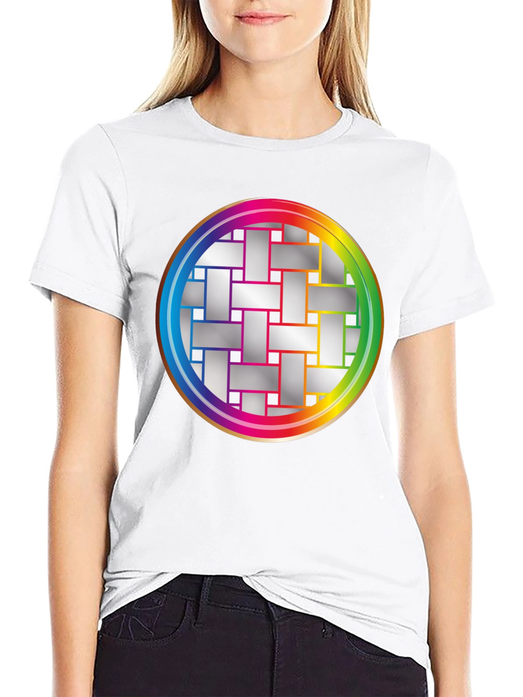 Geometric Woven Pattern Graphic Tee