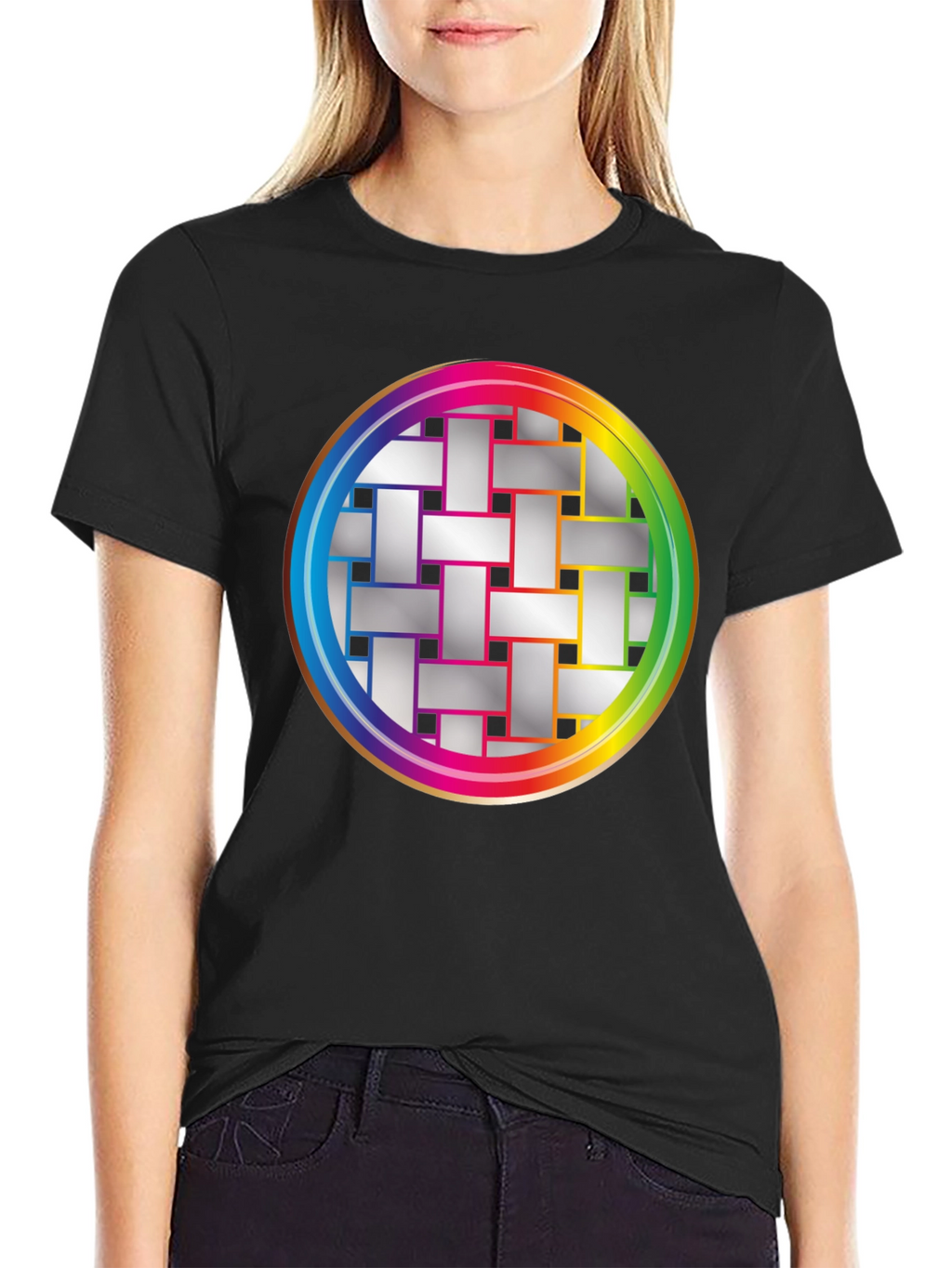 Geometric Woven Pattern Graphic Tee