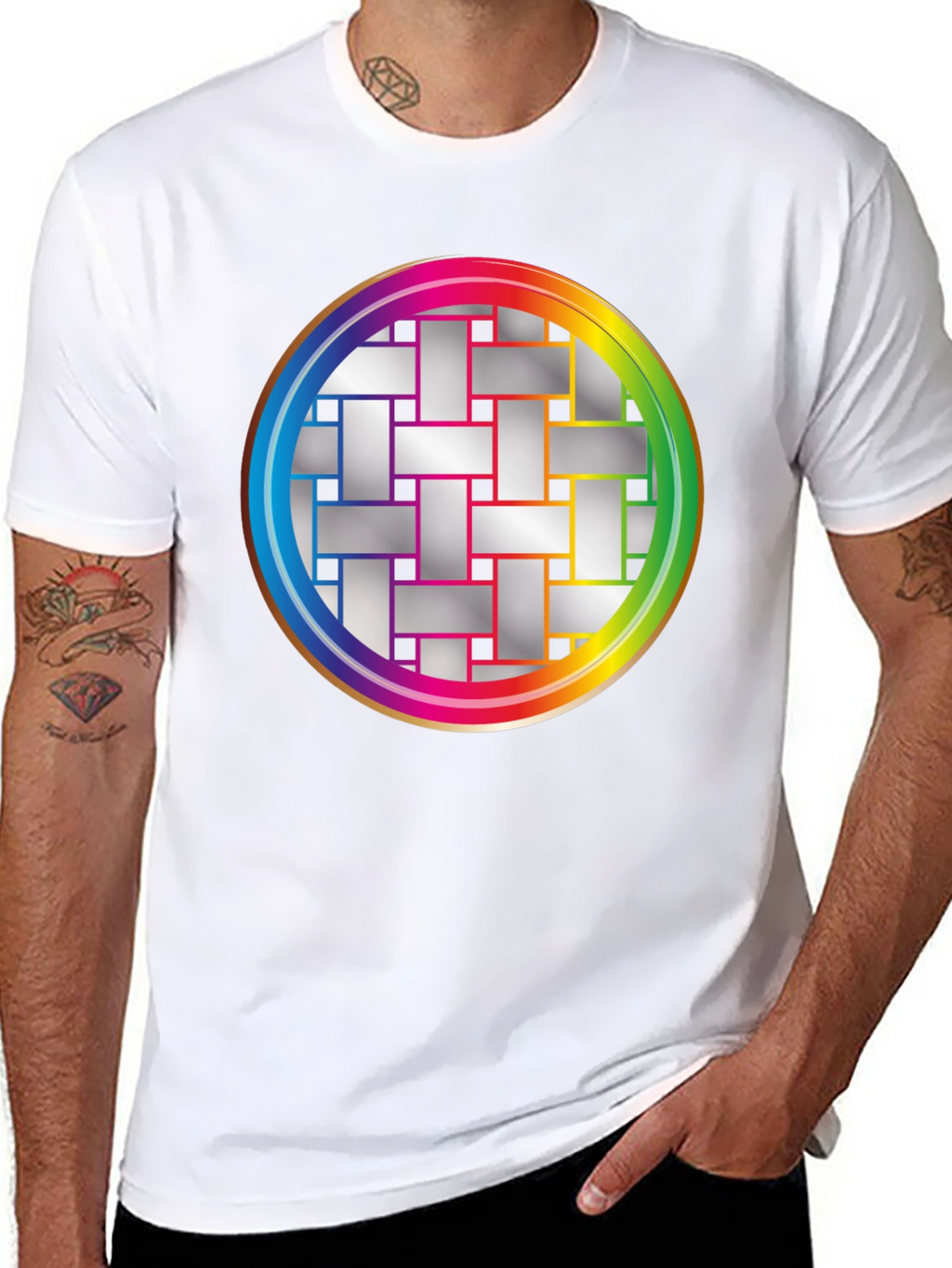 Geometric Woven Pattern Graphic Tee