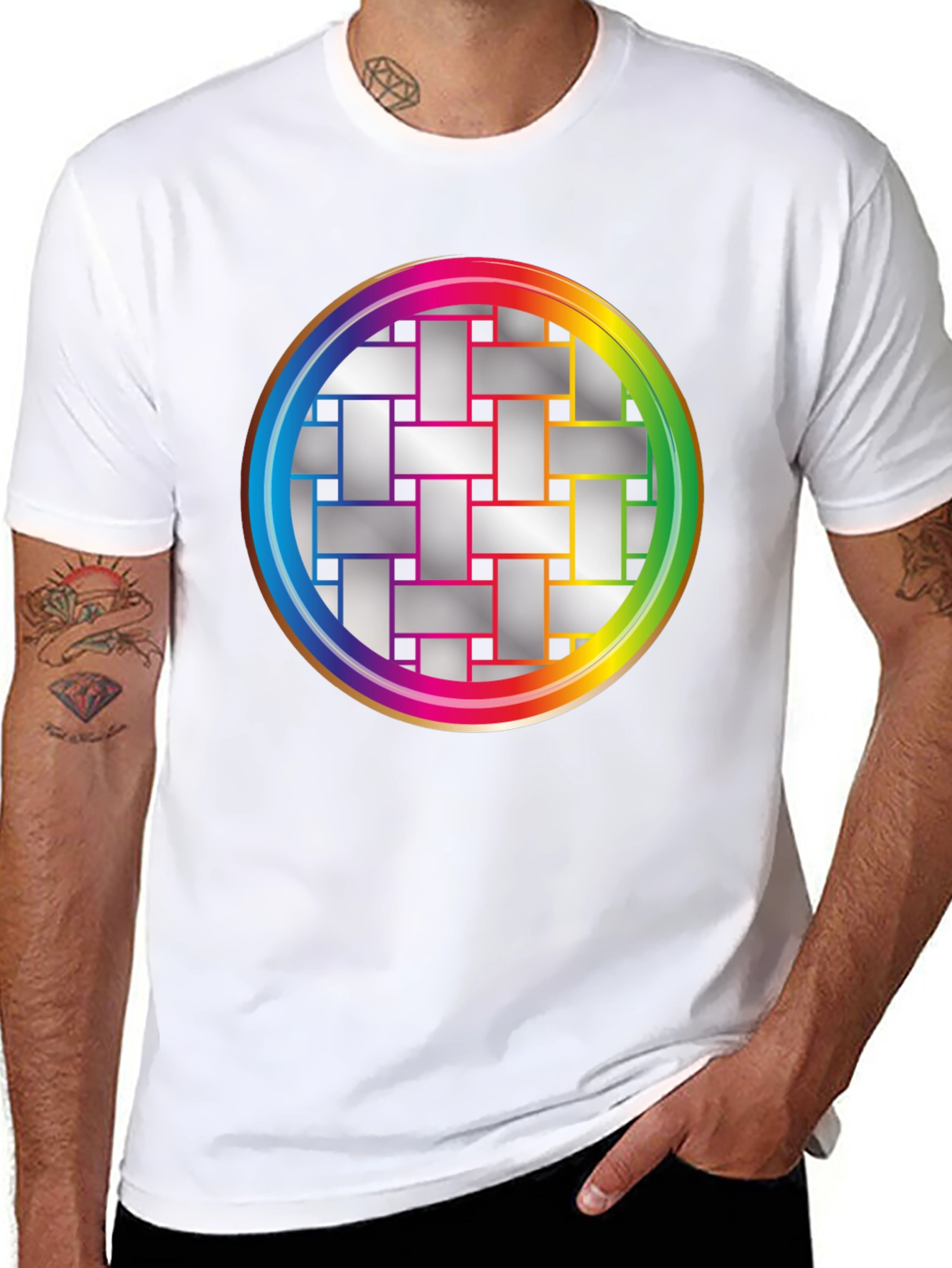 Geometric Woven Pattern Graphic Tee