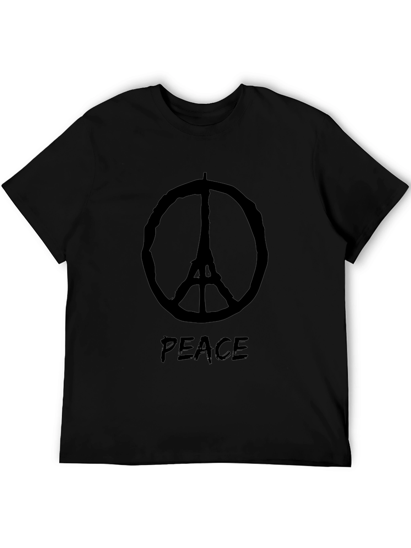Peace Eiffel Tower Black T-Shirt