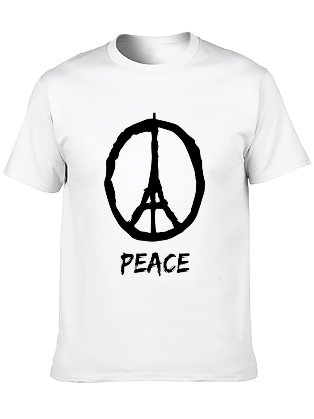 Peace Eiffel Tower Black T-Shirt