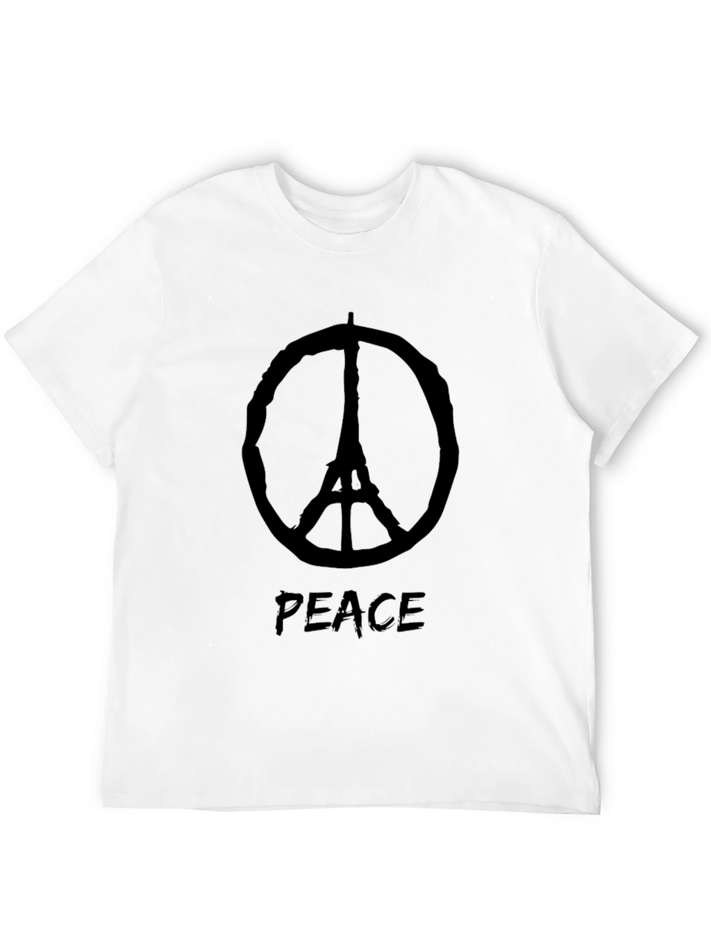 Peace Eiffel Tower Black T-Shirt
