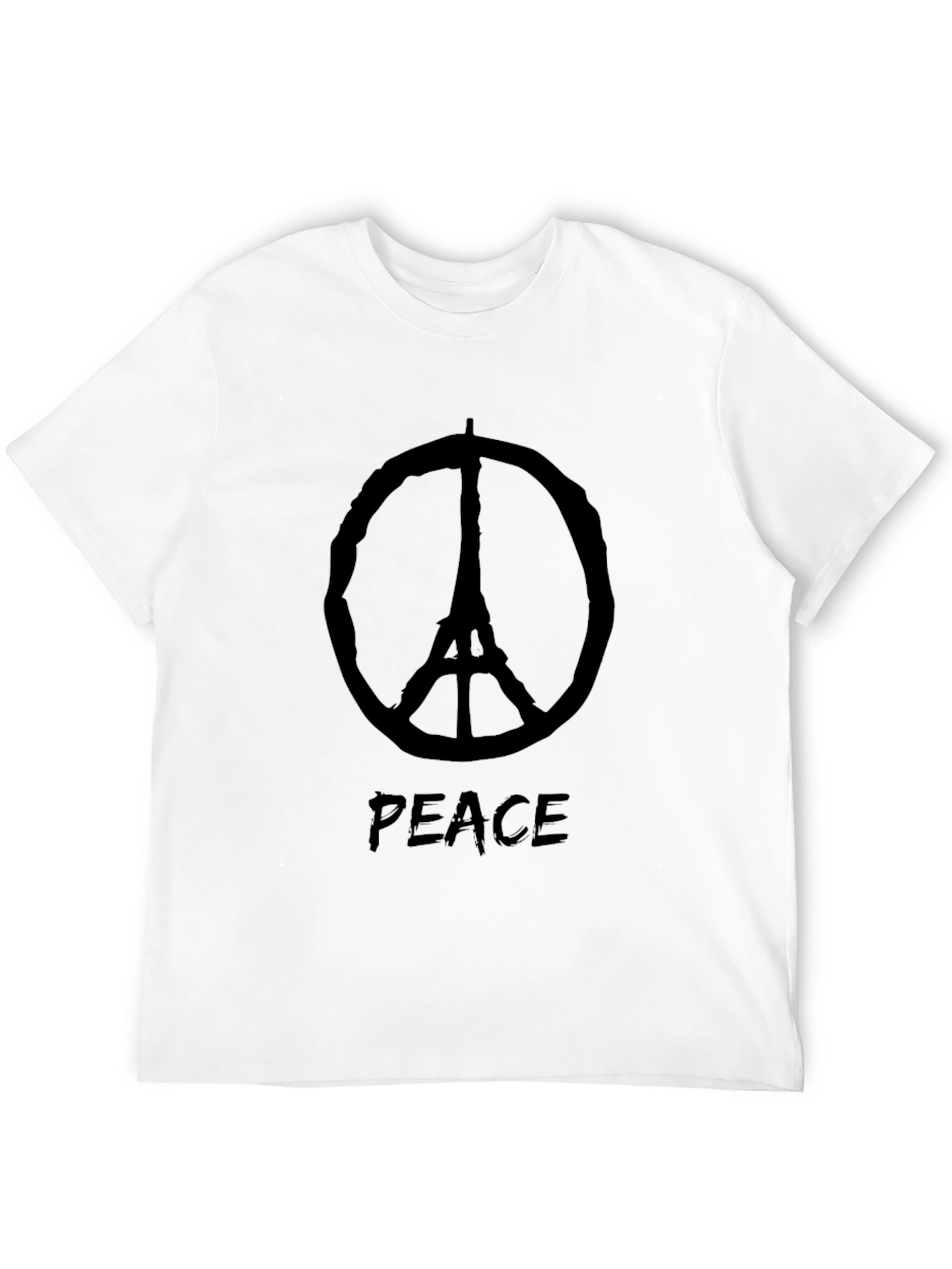Peace Eiffel Tower Black T-Shirt