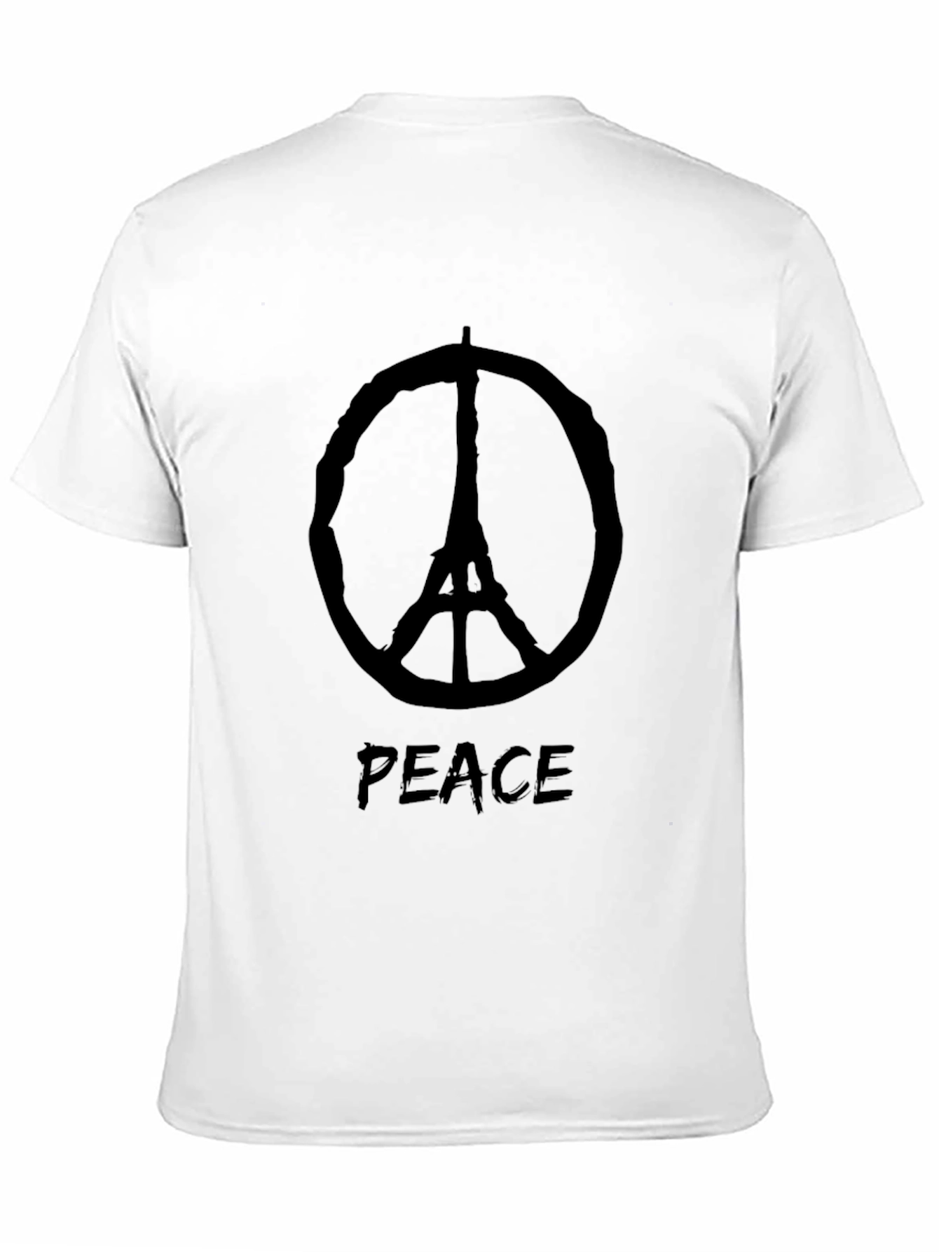 Peace Eiffel Tower Black T-Shirt